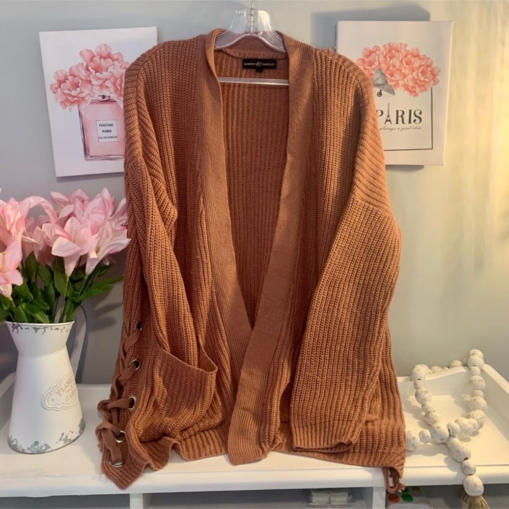 Almost Famous Mauve Sweater with Lace-Up Detail